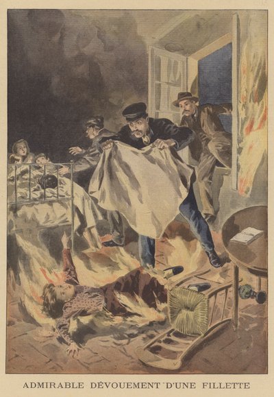 Admirable courage of a young girl by French School